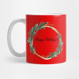 Happy Holidays Wreath Mug